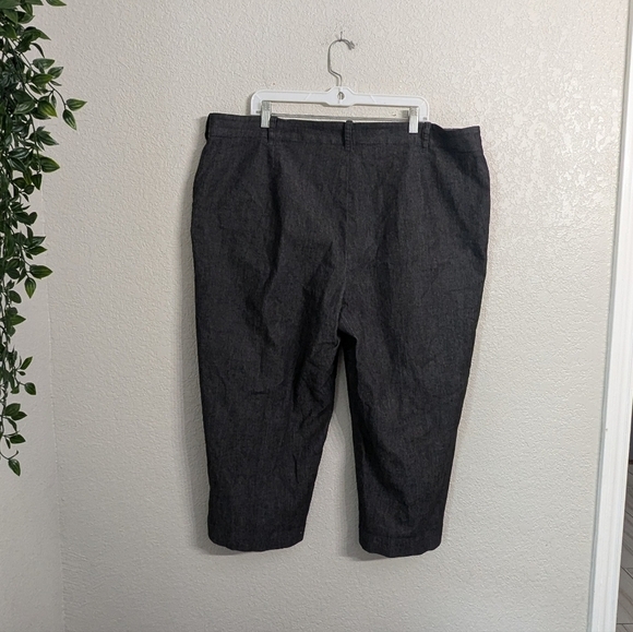 Sandro Woman Washed Black Capri Pants Cropped High Rise Pockets Casual Plus 22W - Picture 3 of 11